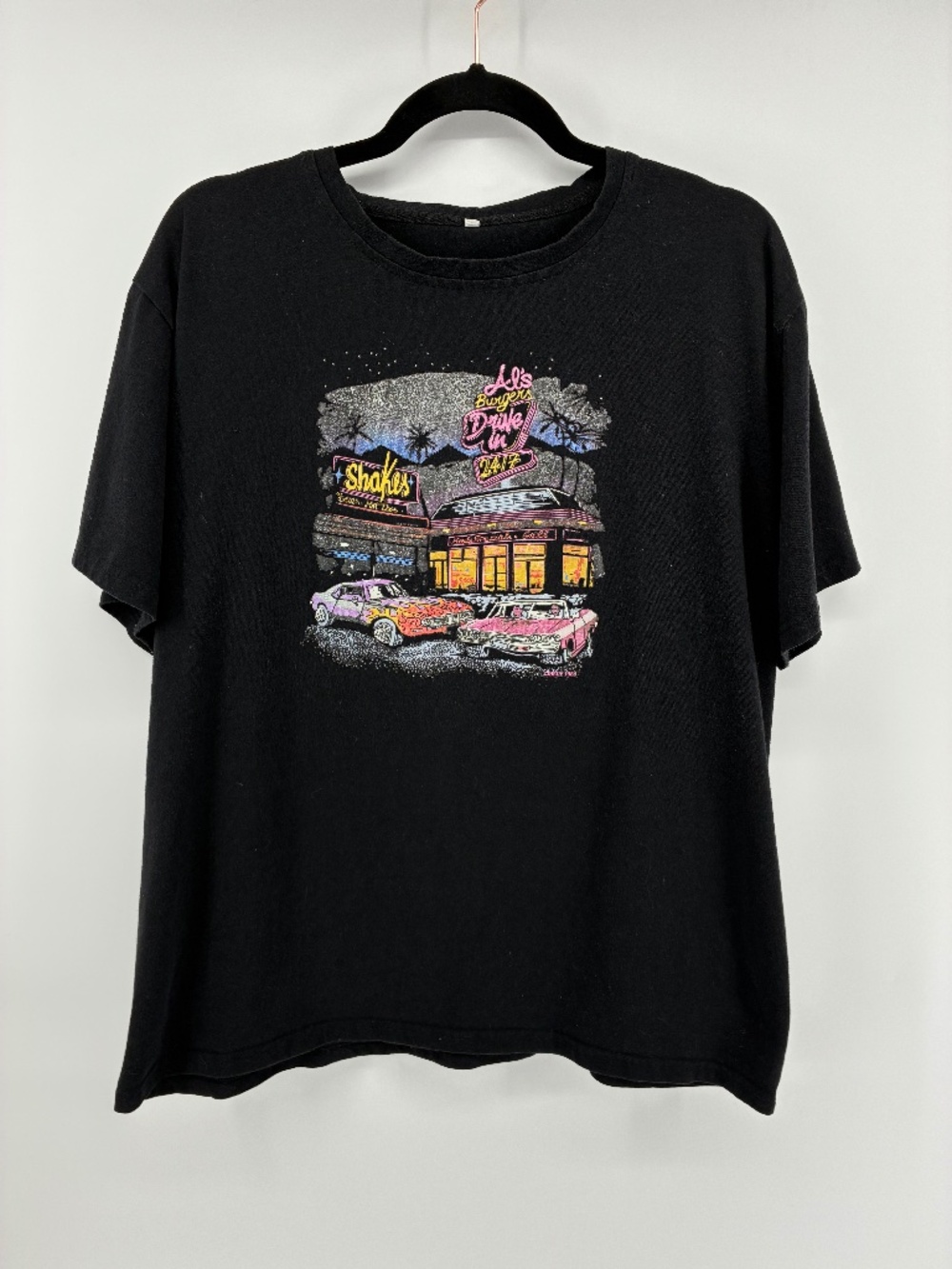 MASSIVE $10 SALE Black Graphic Tee with Retro Drive-In Print